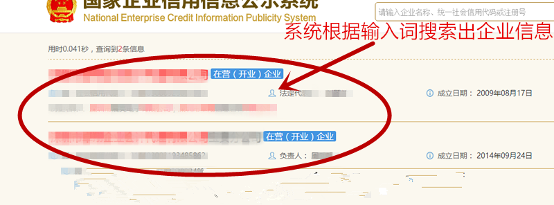 输入“国家企业信用信息公示系统”字样4