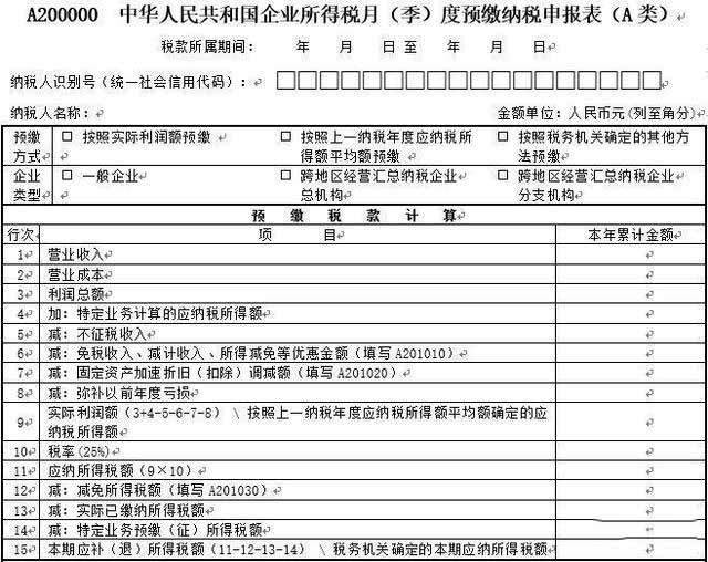 2018季度所得税申报表如何填(图文) 2018季度所得税申报表如何填(图文)
